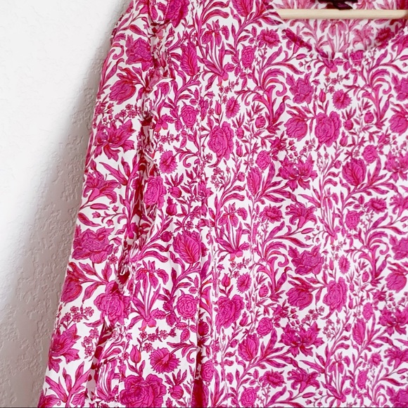 J.Crew Liberty London Sambourne Pink Azalea Floral Ruffled Blouse Top Small - Picture 5 of 6